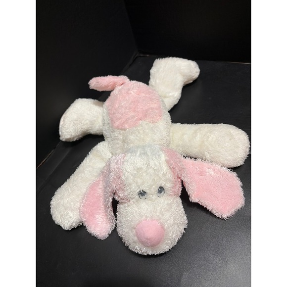 Aurora Baby Other - Vtg Aurora Baby Pink White Puppy Dog Plush Lovey Satin Ears 12" Laying Down